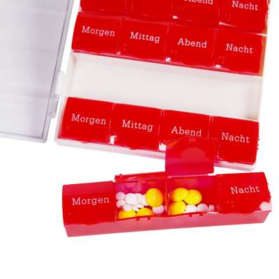 High-Quality Portable  7-day Red Pill Box Pill Storage Case With Braille